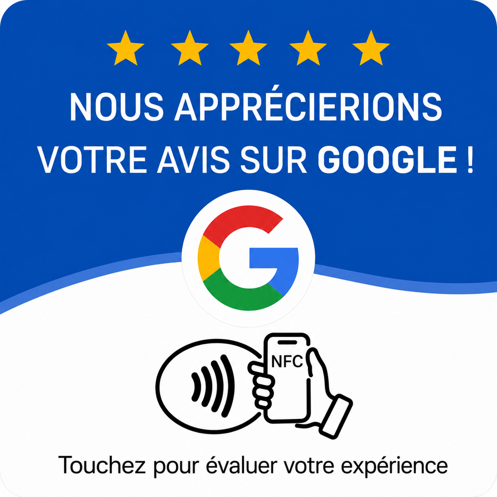 Plaque NFC avis Google, modèle bleu