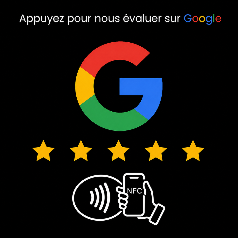 Plaque NFC avis Google, modèle noir